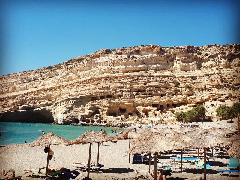 Matala beach, hippie's caves