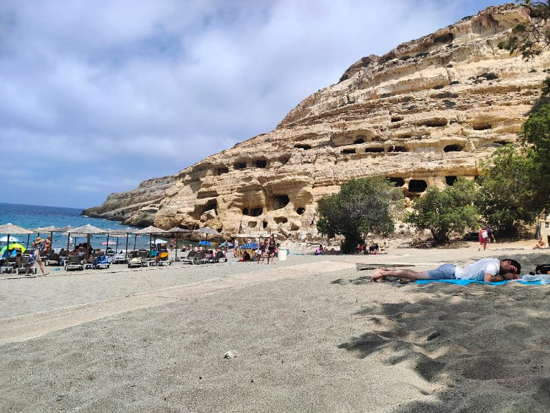 Matala beach, View of Hippie's caves
